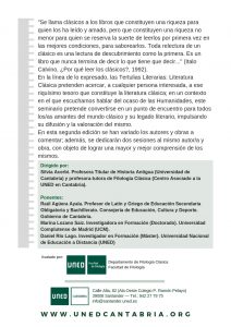 Tertulias Literarias: Literatura Clásica (2ª edición) en UNED Cantabria, online y presencial.